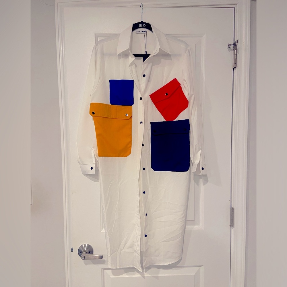 Colorblock Long Shirt Dress